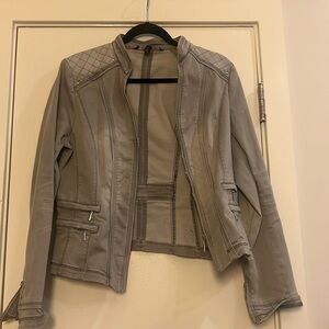White House Black Market Moto Jacket size 8 Gray